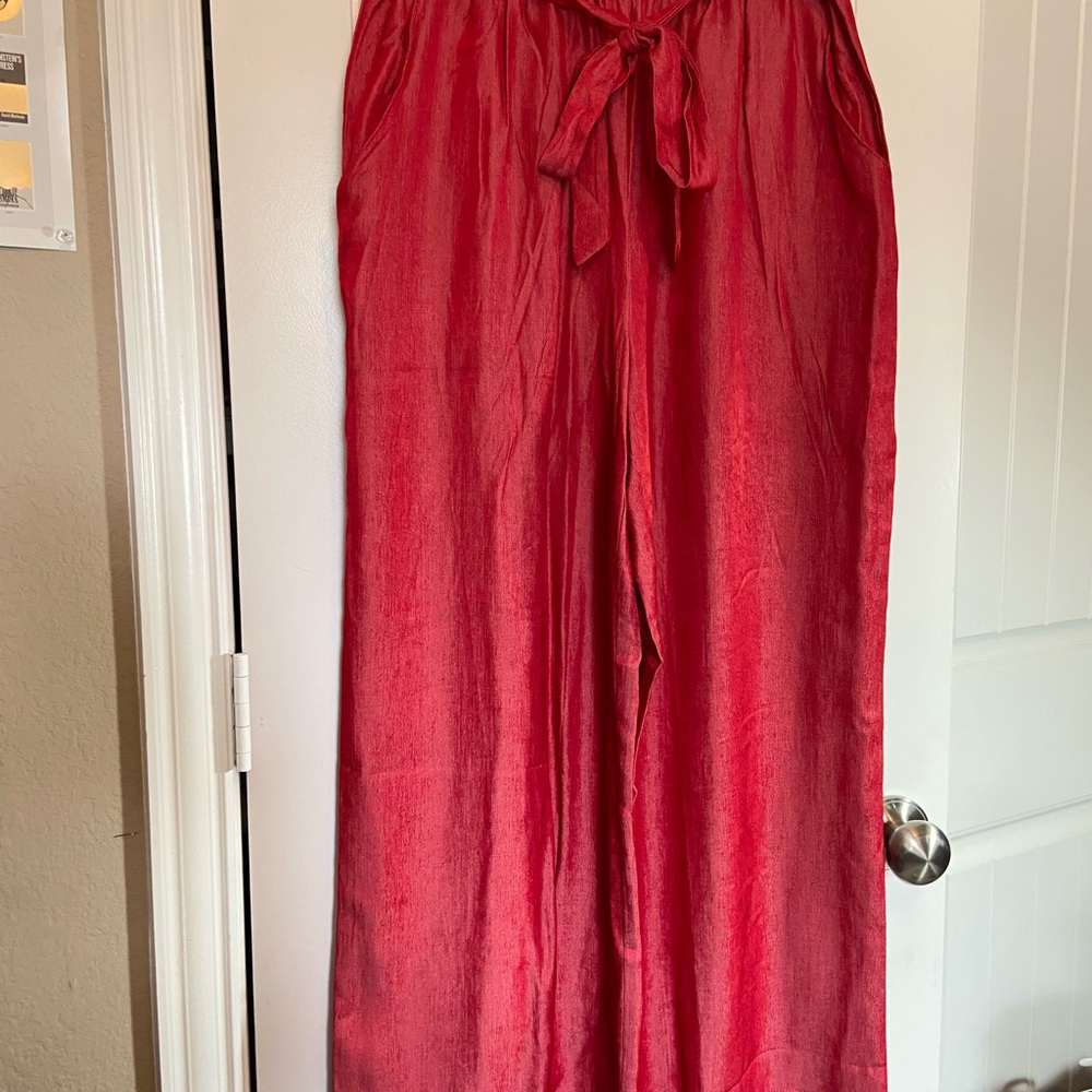 LuLaRoe Red Wide Leg Dianne pants with Adjustable Waist